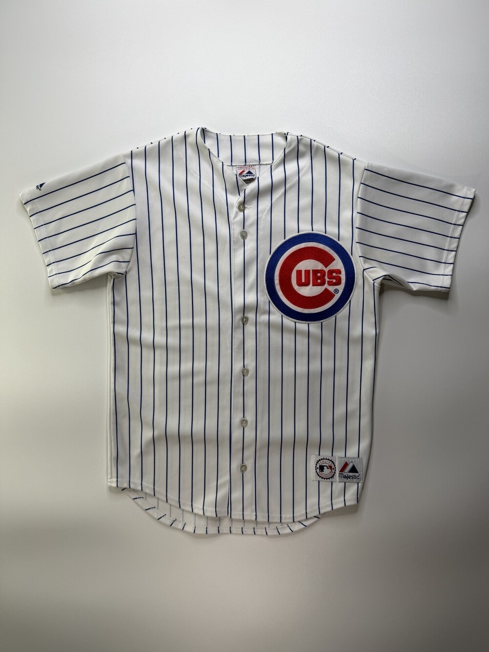 Vintage Chicago Cubs Majestic MLB Baseball Jersey Mens Medium Pinstripe USA Made